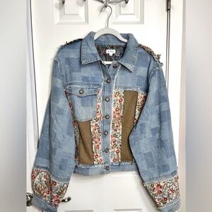 POL Floral Patchwork Denim Jacket NWOT